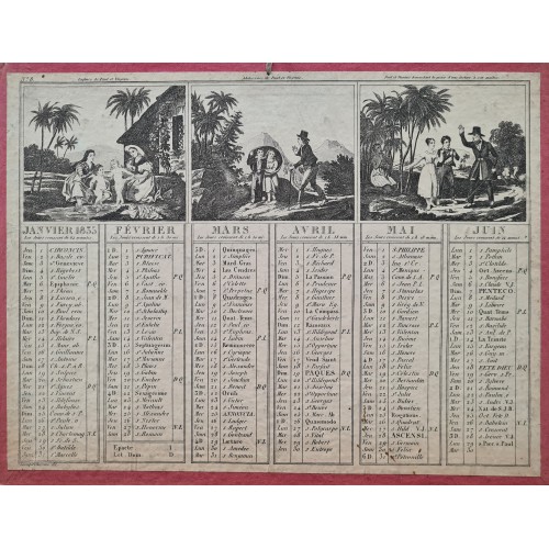 1835 - Calendrier Almanach de Bureau Paul et Virginie