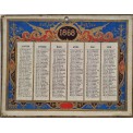 1868 - Calendrier Almanach de Bureau Bleu Rouge