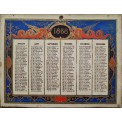 1868 - Calendrier Almanach de Bureau Bleu Rouge