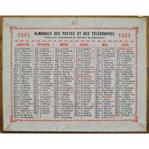 1884 - Almanach des Postes et des Télégraphes