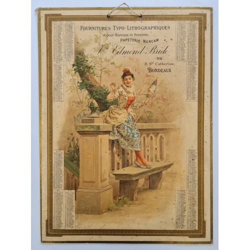 1893 - Calendrier Publicitaire Papeterie Nercam