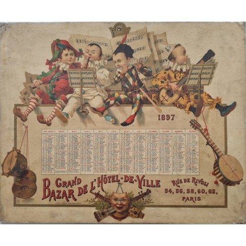 1897 - Calendrier Publicitaire Au Grand Bazar de l'Hôtel de Ville