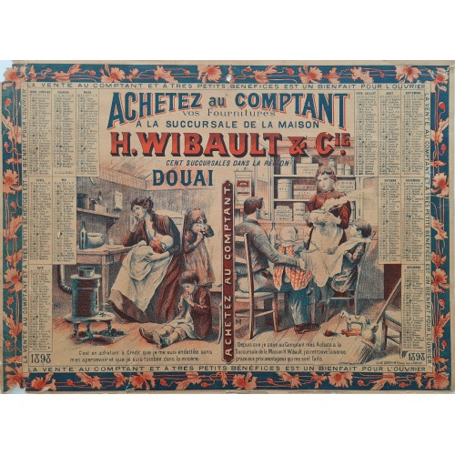 1898 - Calendrier Publicitaire H. Wibault et Cie