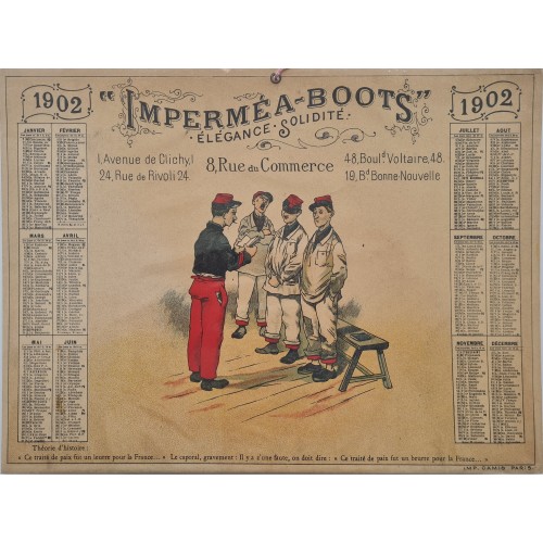 1902 - Calendrier Publicitaire Imperméa-Boots