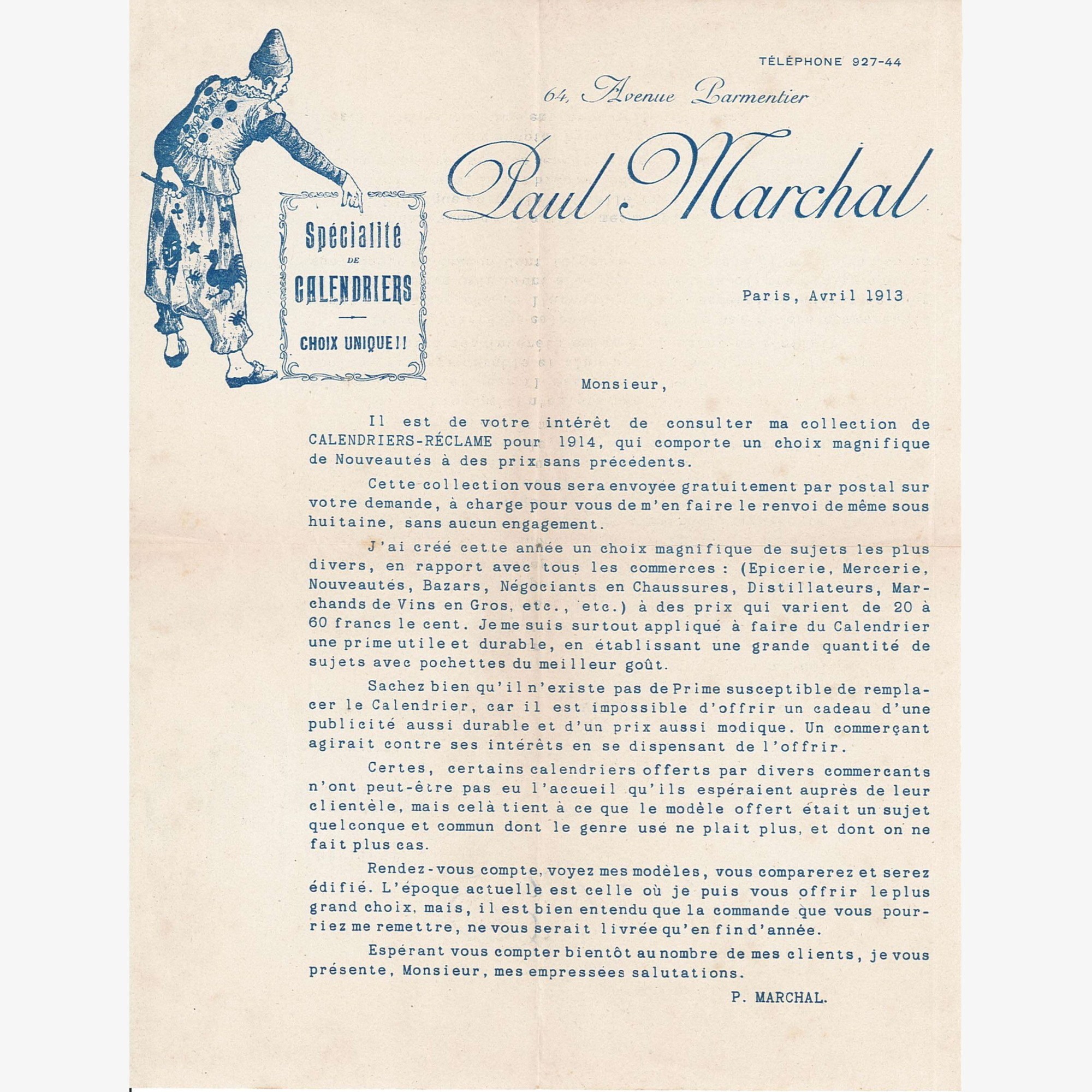 MARCHAL Paul à Paris, 1913