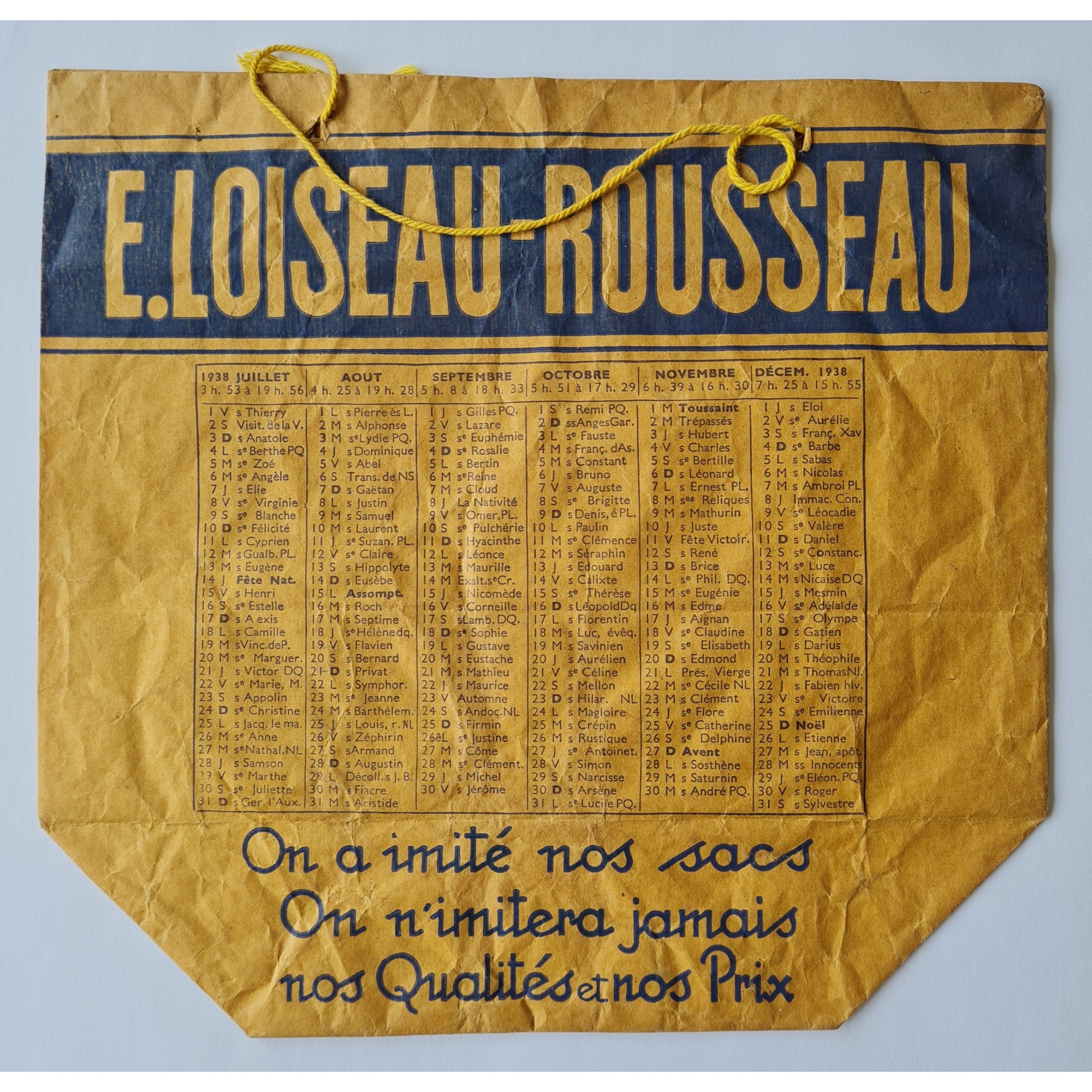 1938 - Sac Papier Publicitaire E. Loiseau-Rousseau